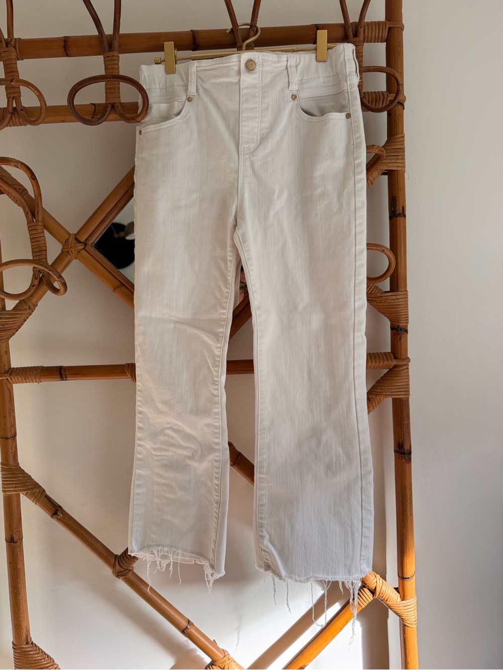 Liverpool White High-Rise Raw Hem Stretch Jeans